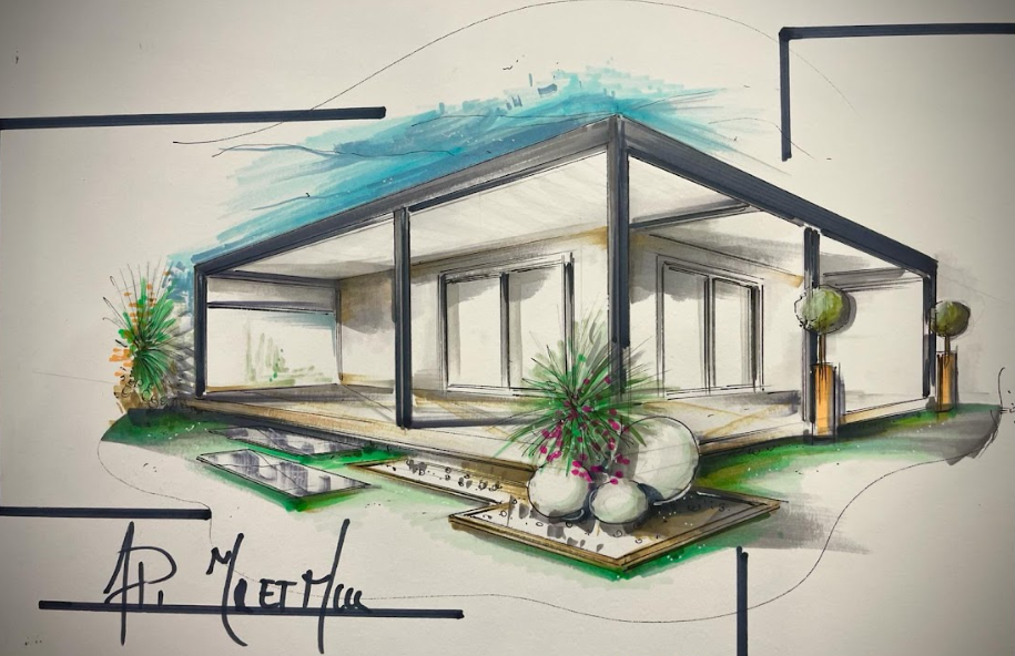 Dessin Perspective pergola