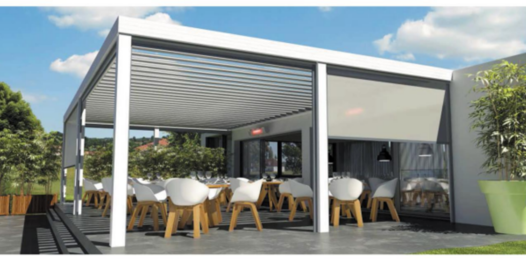 Pergola bioclimatique Restaurant terrasse création d'un espace ombragé