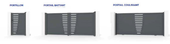 Portail aluminium battant SuissePergo modèle Gard explication et démonstration du système coulissant, battant et au format portillon