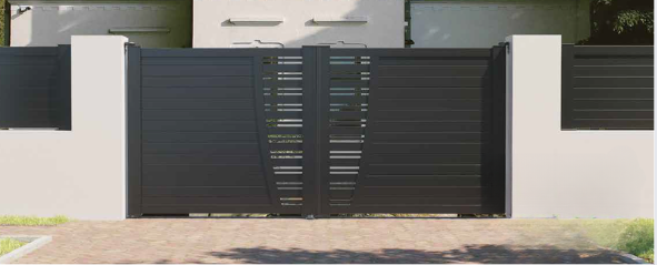 Portail aluminium battant SuissePergo modèle Gard