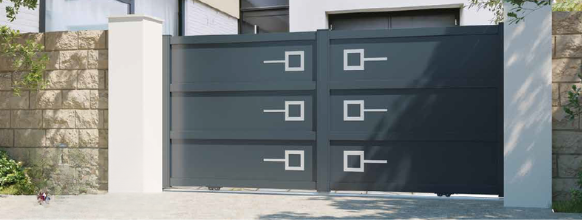 Portail aluminium battant SuissePergo modèle Tarn