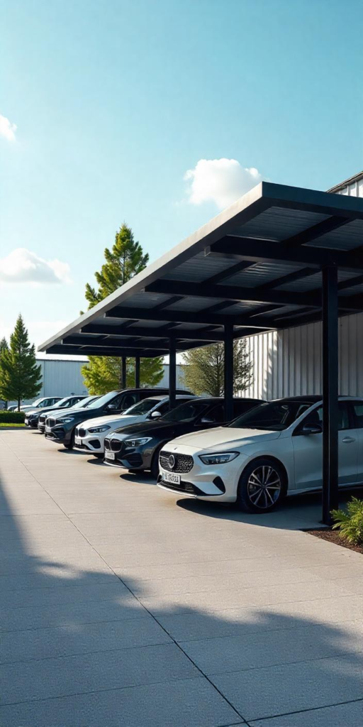 carport aluminium parking entreprise SuissePergo