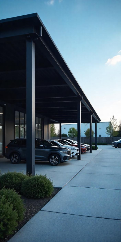 carport aluminium parking entreprise SuissePergo