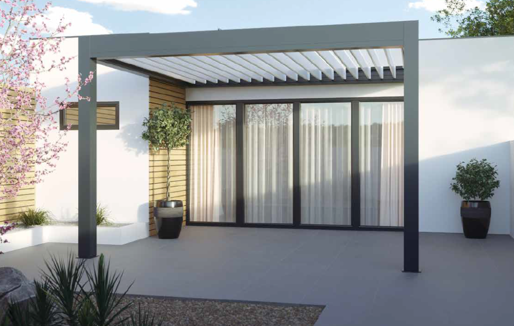 Pergola bioclimatique en aluminium modèle SunControl 3 SuissePergo