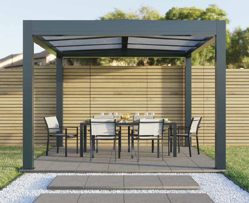 Pergola aluminium thermolaqué modèle sunrise doublepan SuissePergo